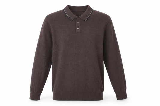 Larsson & Co Men’s Brown Long Sleeve Cotton Polo Shirt Size M