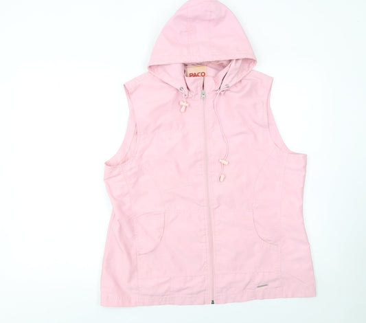 Paco Women’s Pink Sleeveless Hooded Full Zip Sport Jacket XL