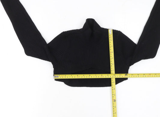 River Island Women's Black Roll Neck Cropped Jumper Size 6