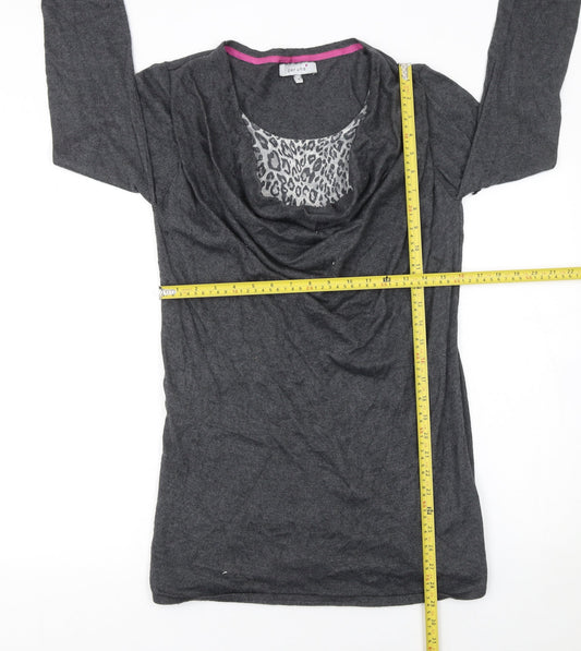 Marks and Spencer Per Una Women's Grey Cowl Neck Long Sleeve Tunic Jumper Size 14