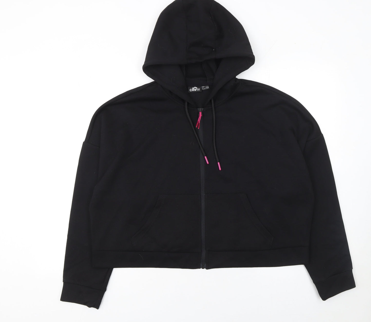 Crivit Women's Black Full Zip Hoodie Size L 16/18 Cotton Blend Casual