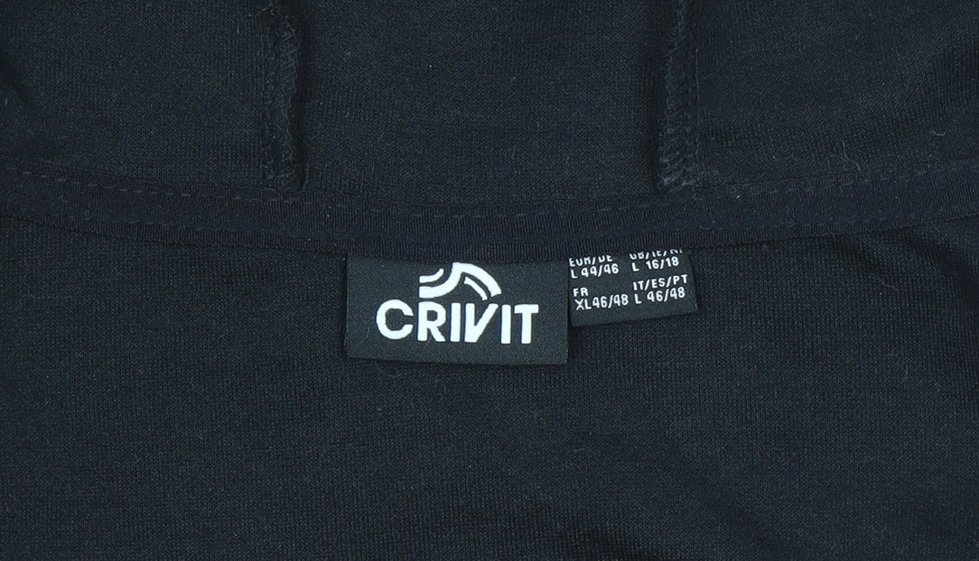 Crivit Women's Black Full Zip Hoodie Size L 16/18 Cotton Blend Casual