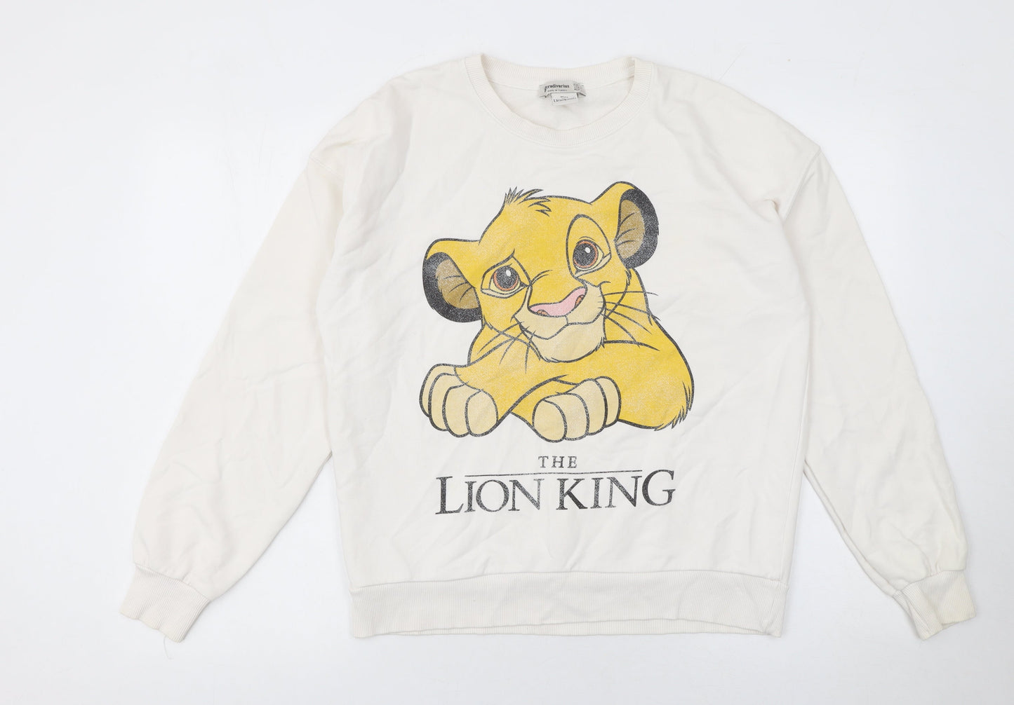 Stradivarius Women White The Lion King Pullover Sweatshirt Size 12