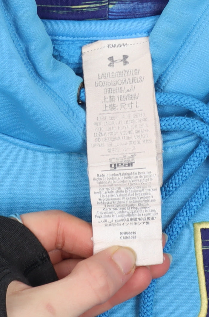 Under Armour Mens Blue Pullover Hoodie L Sports Fleece Sweatshirt