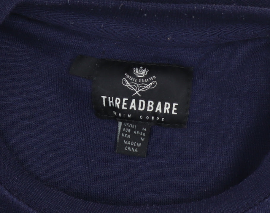 Threadbare Men's Blue Crew Neck Pullover Sweatshirt Size M