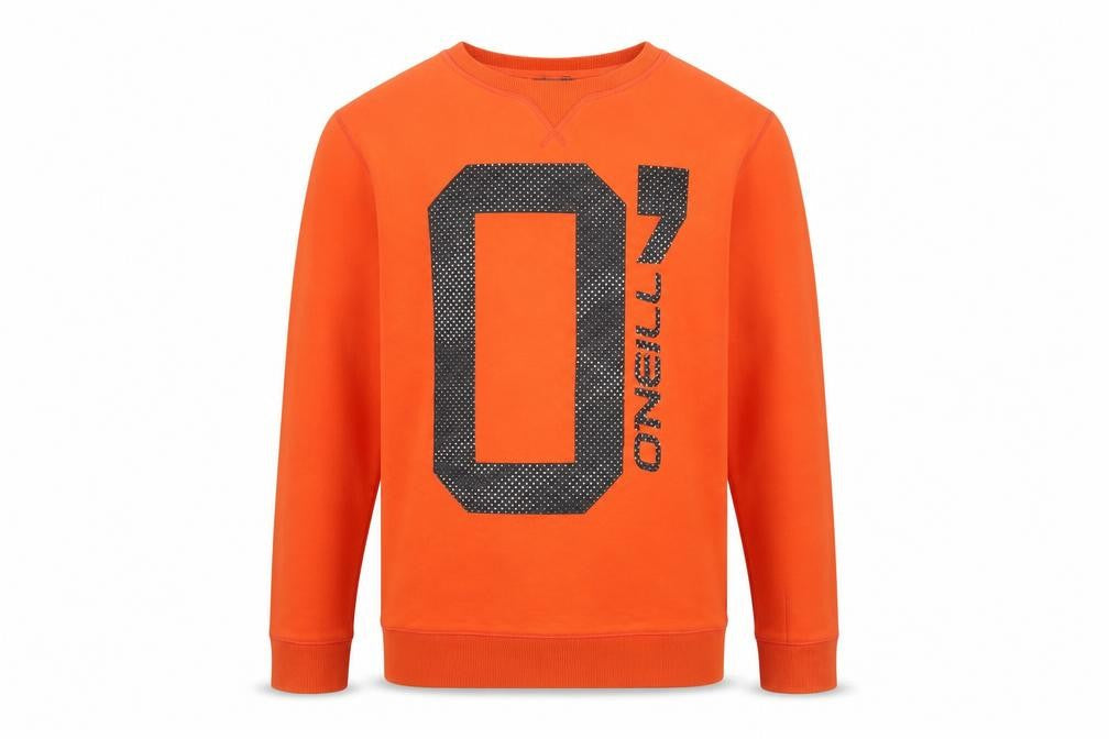 Front view of O'Neill Men's Orange Slim Fit Crew Neck Sweatshirt, size M