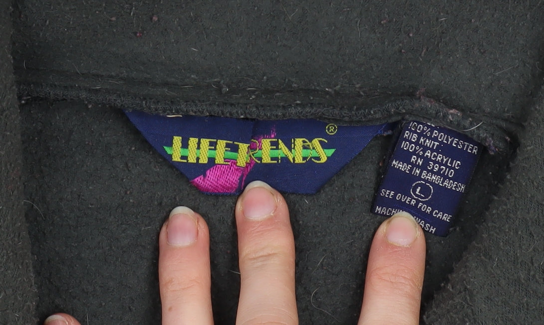 Lifetrends Men’s Black Fleece 1/4 Zip Pullover Sweatshirt Size L