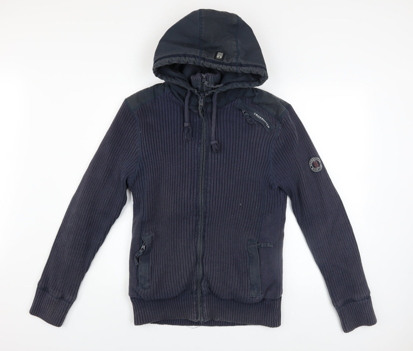 Crosshatch Men's Blue Full Zip Hooded Sweatshirt S Regular Fit