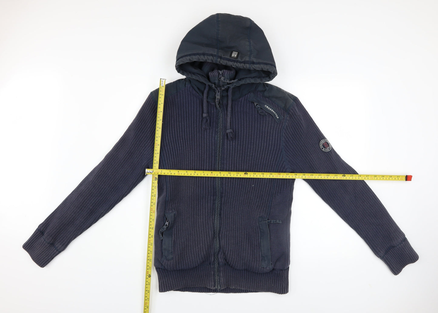 Crosshatch Men's Blue Full Zip Hooded Sweatshirt S Regular Fit