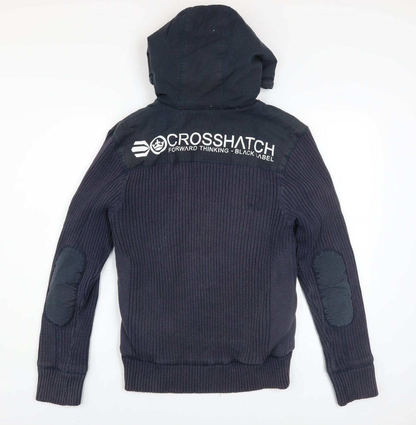 Crosshatch Men's Blue Full Zip Hooded Sweatshirt S Regular Fit