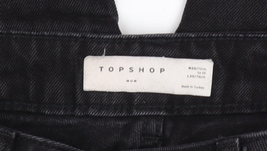 Topshop Women’s Black Mom Jeans Size 10 High Rise Denim