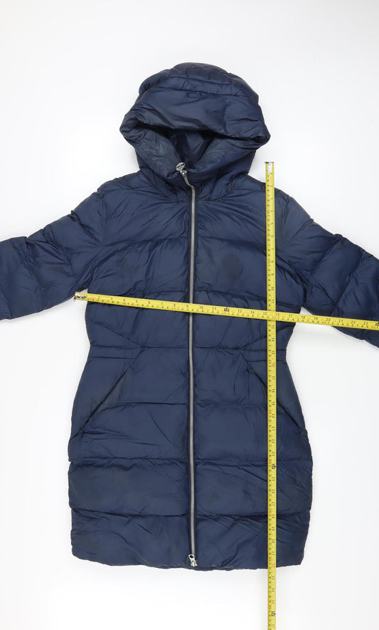 Timberland Womens Navy XS Puffer Jacket Hooded Winter Nylon Coat