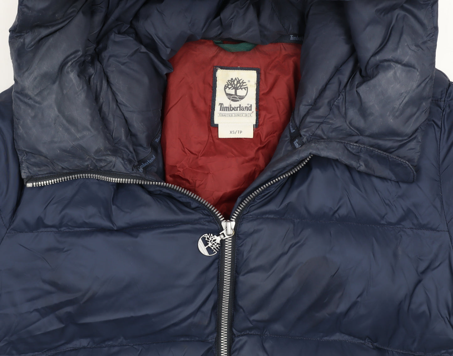 Timberland Womens Navy XS Puffer Jacket Hooded Winter Nylon Coat