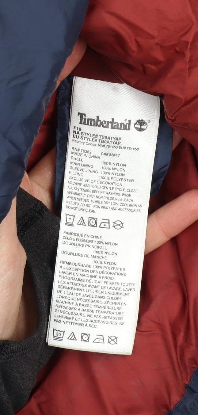 Timberland Womens Navy XS Puffer Jacket Hooded Winter Nylon Coat