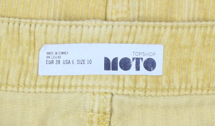 Topshop Women Yellow Corduroy Mini Skirt Size 10 Retro Style