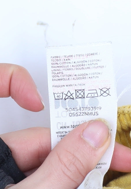 Topshop Women Yellow Corduroy Mini Skirt Size 10 Retro Style