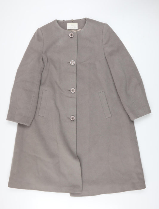 Jacques Vert Womens Grey Wool Blend Classic Long Coat Size 14