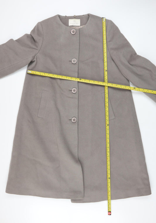 Jacques Vert Womens Grey Wool Blend Classic Long Coat Size 14