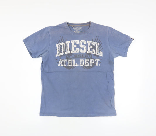 Diesel Jeans Men's Blue Graphic Cotton Athletic T-Shirt M