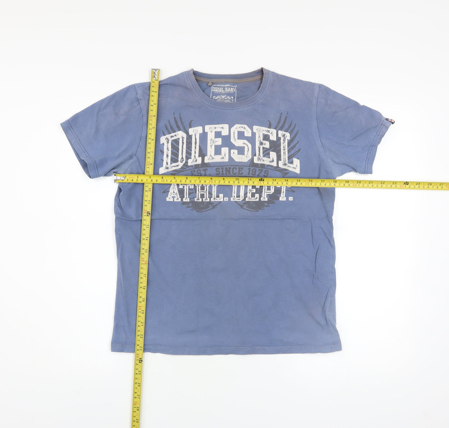 Diesel Jeans Men's Blue Graphic Cotton Athletic T-Shirt M