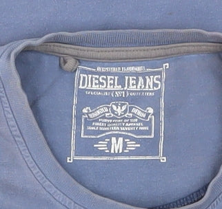 Diesel Jeans Men's Blue Graphic Cotton Athletic T-Shirt M