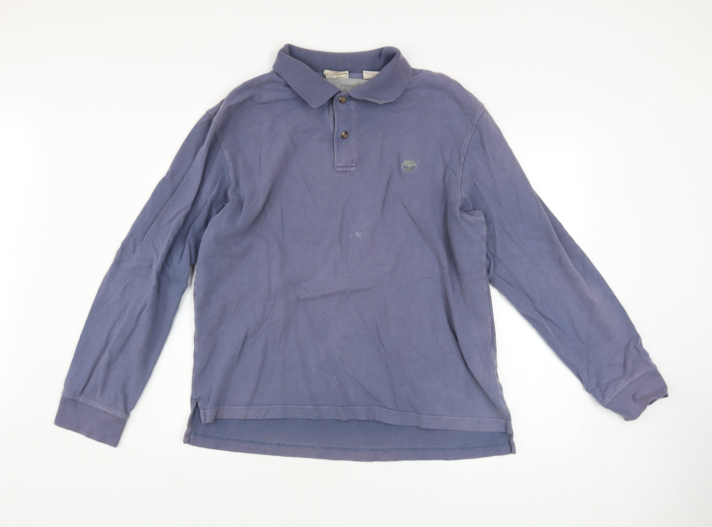 Timberland Men's Blue Long Sleeve Collared Cotton Polo Shirt L