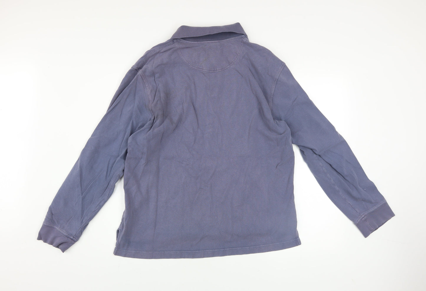 Timberland Men's Blue Long Sleeve Collared Cotton Polo Shirt L