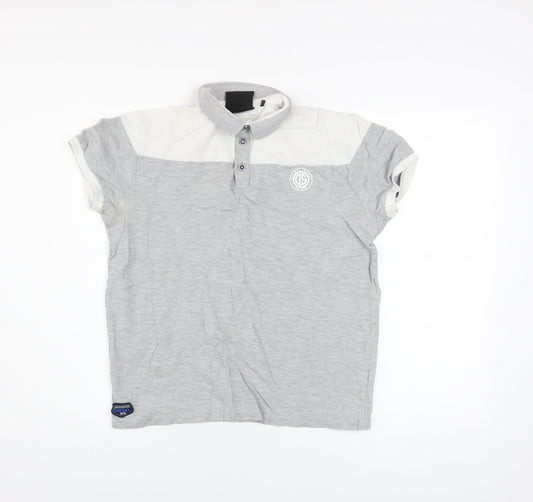 Diesel Sport Men's Grey Colourblock Cotton Polo Shirt Medium