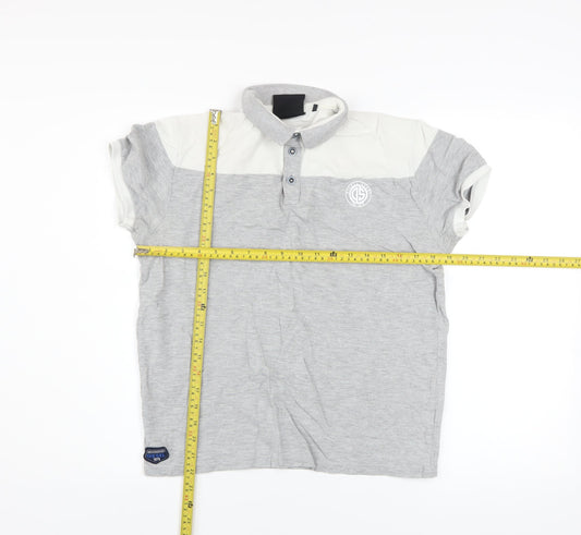 Diesel Sport Men's Grey Colourblock Cotton Polo Shirt Medium