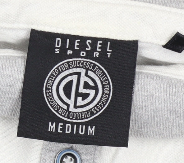 Diesel Sport Men's Grey Colourblock Cotton Polo Shirt Medium