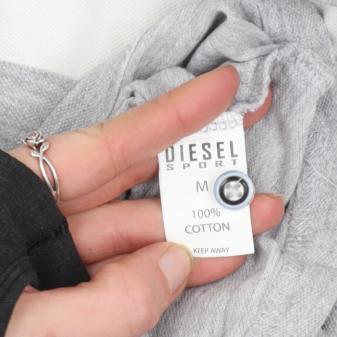 Diesel Sport Men's Grey Colourblock Cotton Polo Shirt Medium