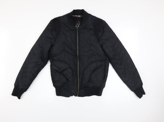 prAna Men's Black Quilted Bomber Jacket Size Small Outdoor Zip Up