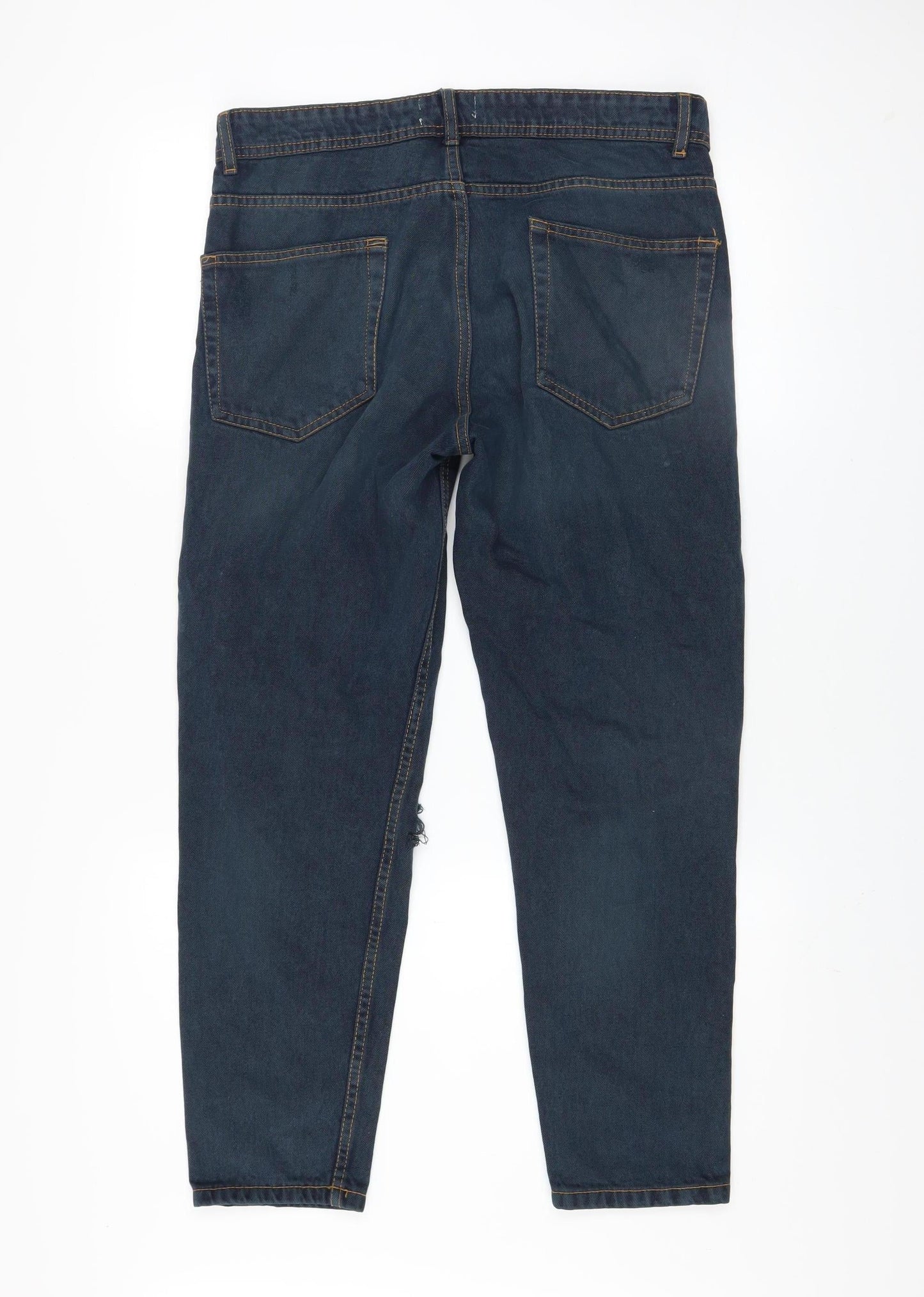 Don't Think Twice Men's Blue Distressed Straight Jeans W32 L32