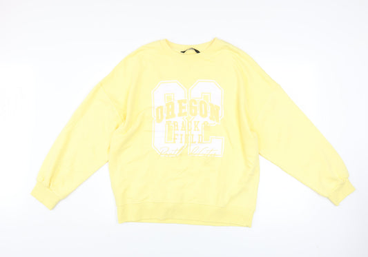 Marks & Spencer F&F Women's Yellow Pullover Sweatshirt Size M Oregon Print