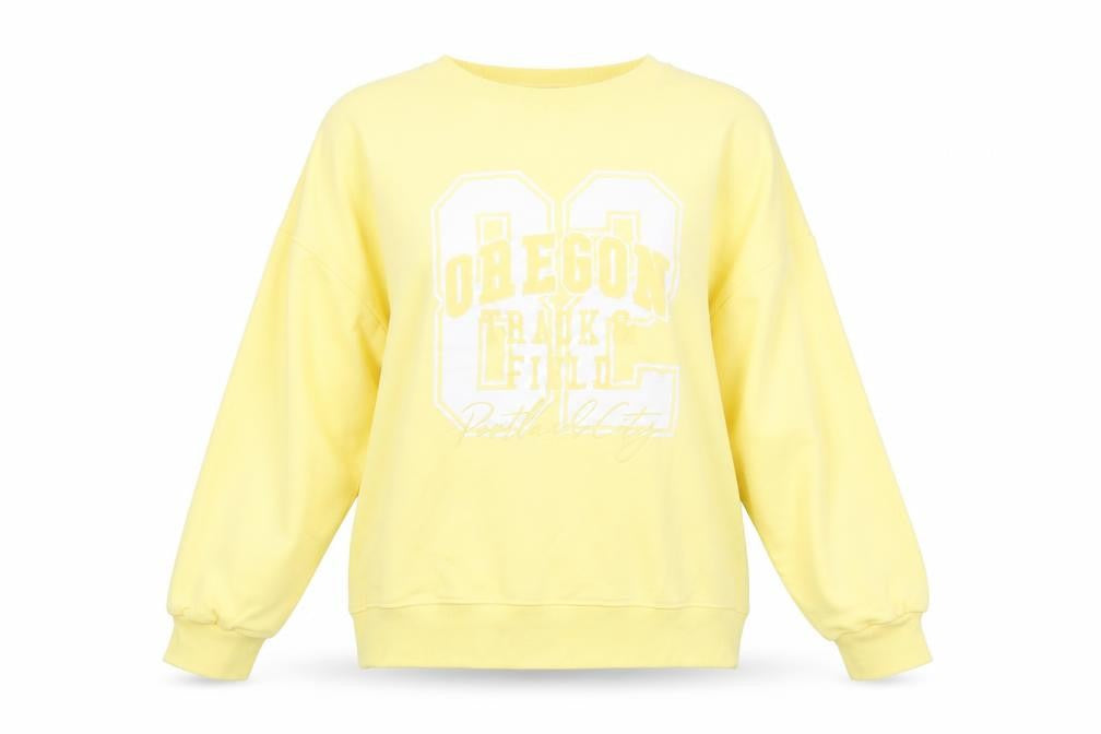Marks & Spencer F&F Women's Yellow Pullover Sweatshirt Size M Oregon Print