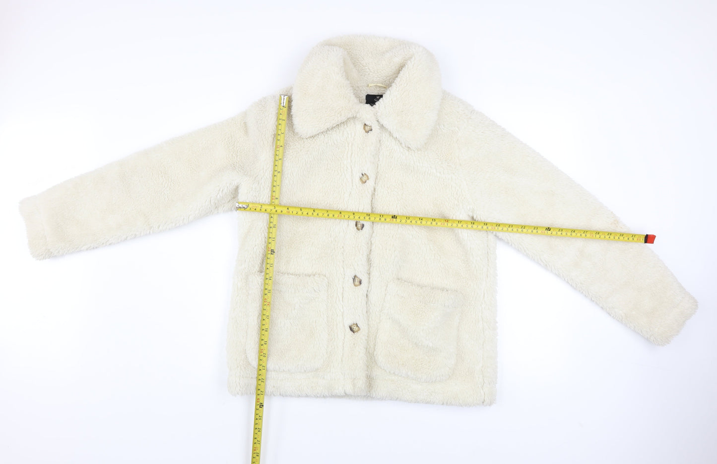 Threadbare Women's Ivory Fleece Button Jacket Size 8
