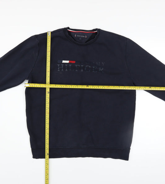 Tommy Hilfiger Men's Blue Logo Crew Neck Pullover Sweatshirt Size L