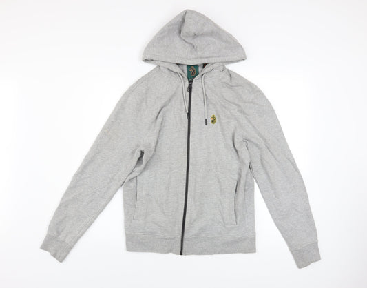 Luke Sport Men's Grey Full Zip Hoodie Medium Cotton Blend