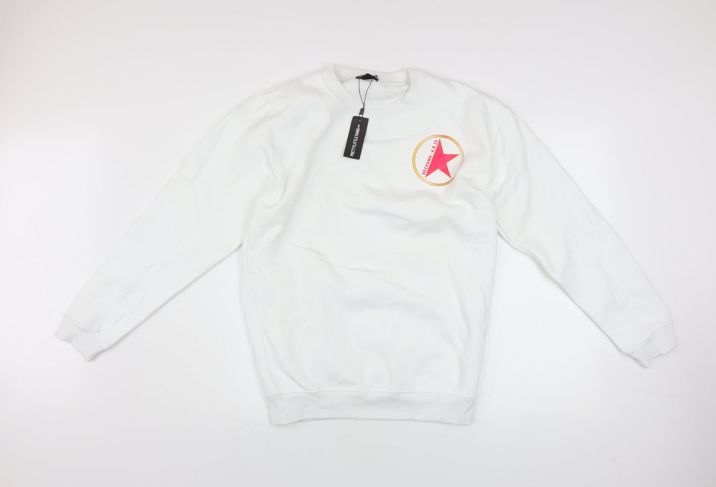 PrettyLittleThing Womens White Small Sweatshirt with Star Logo