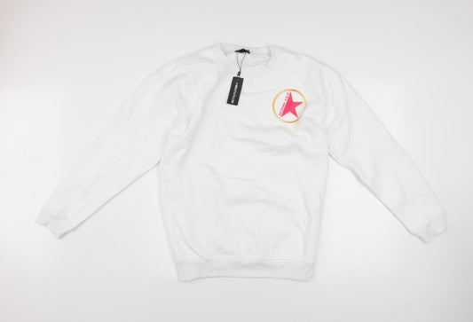 PrettyLittleThing Womens White Small Sweatshirt with Star Logo
