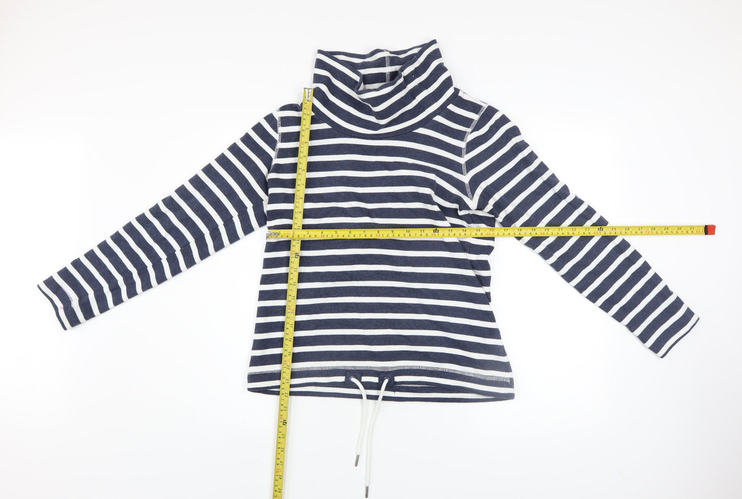 Mantaray Women Navy White Striped Roll Neck Pullover Hoodie Size 10