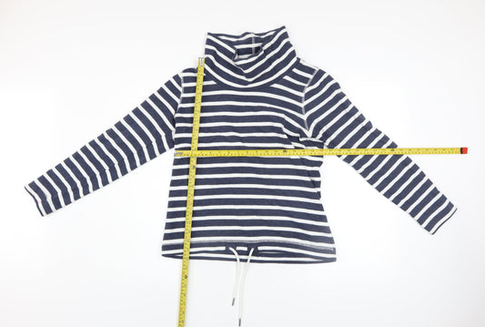 Mantaray Women Navy White Striped Roll Neck Pullover Hoodie Size 10