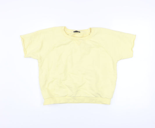 Topshop Women’s Yellow Short Sleeve Basic Crew Neck T-Shirt Size 8