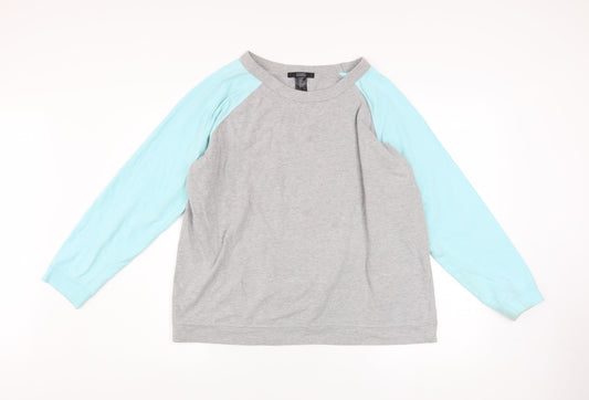 Ellos Women Grey & Light Blue Raglan Pullover Sweatshirt Size 18/19