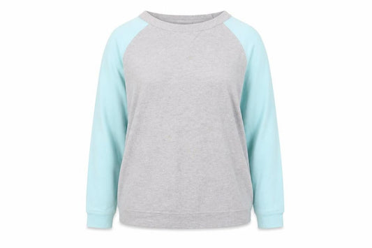 Ellos Women Grey & Light Blue Raglan Pullover Sweatshirt Size 18/19