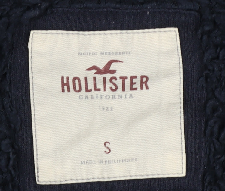 Hollister Women Navy Full Zip Hoodie Small Faux Fur Lined
