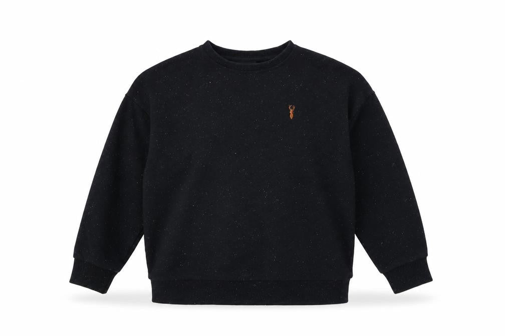 Front view of Next boys’ black crew neck pullover sweatshirt 9 years cotton blend logo