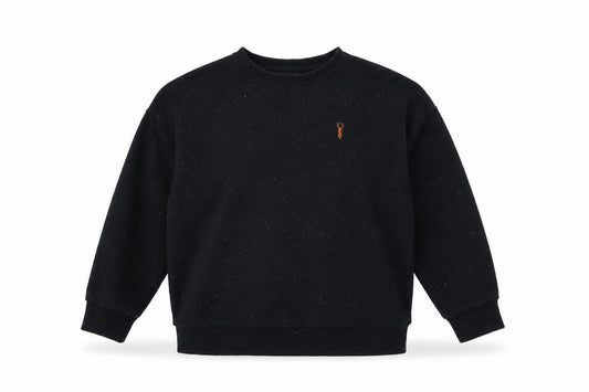 Front view of Next boys’ black crew neck pullover sweatshirt 9 years cotton blend logo