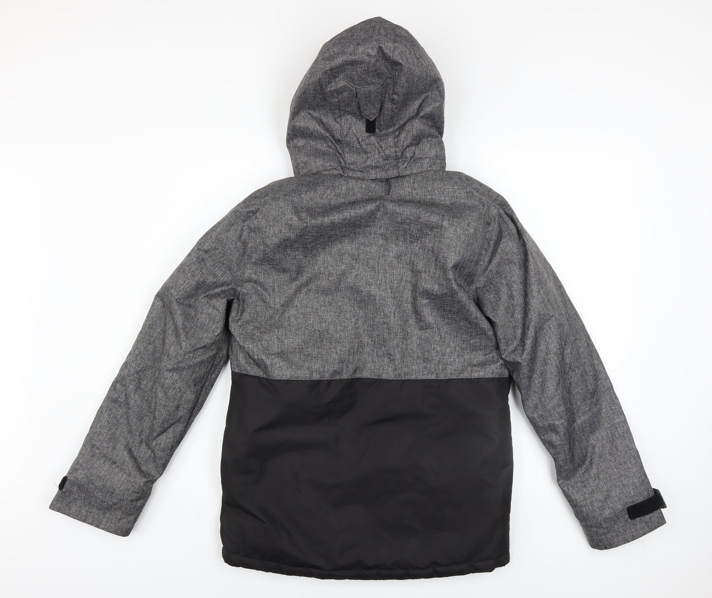 H&M Boys Grey Black Hooded Puffer Jacket 12-13 Years Water Resistant Coat