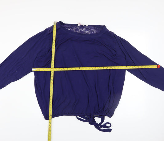 Pretty Secrets Womens Blue Lace Long Sleeve Plus Size Tunic Blouse UK 28/30